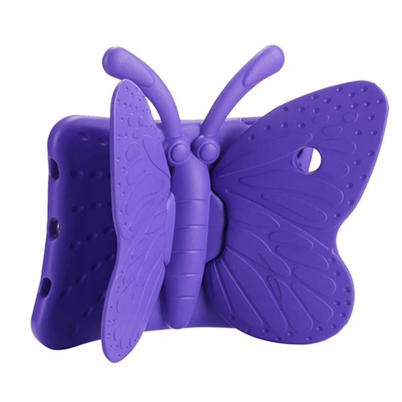 Для ipad чехол, бабочка дизайн EVA чехол с подставкой для детей para оболочка coque для ipad air/air 2/pro 9,7/ чехол - Цвет: Фиолетовый
