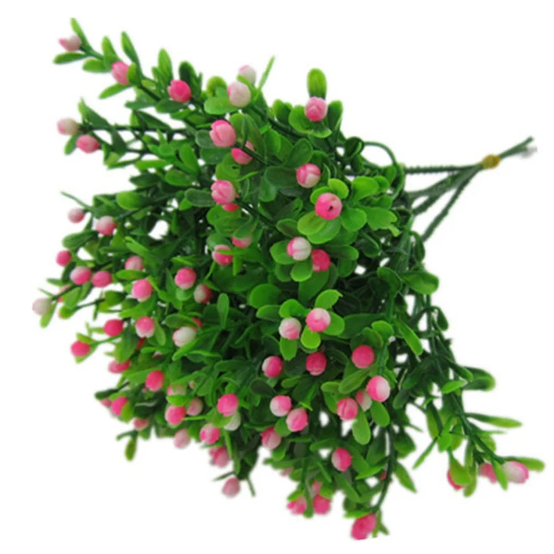 Зеленая имитация искусственного цветка Милана маленький букет пластиковые цветы растений для свадьбы домашнего офиса вечерние украшения Искусство