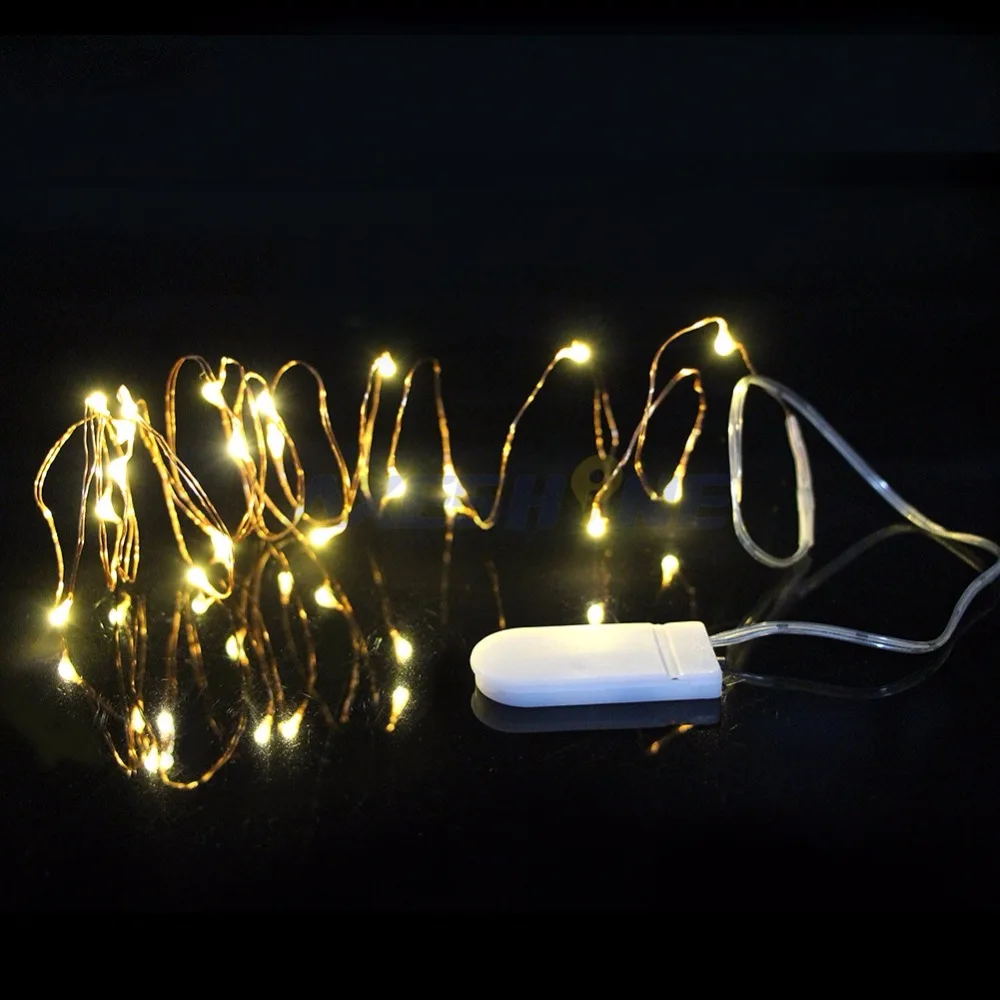 AXESHINE Copper Led Fairy Lights 2M 20 Leds CR2032 Button Battery LED