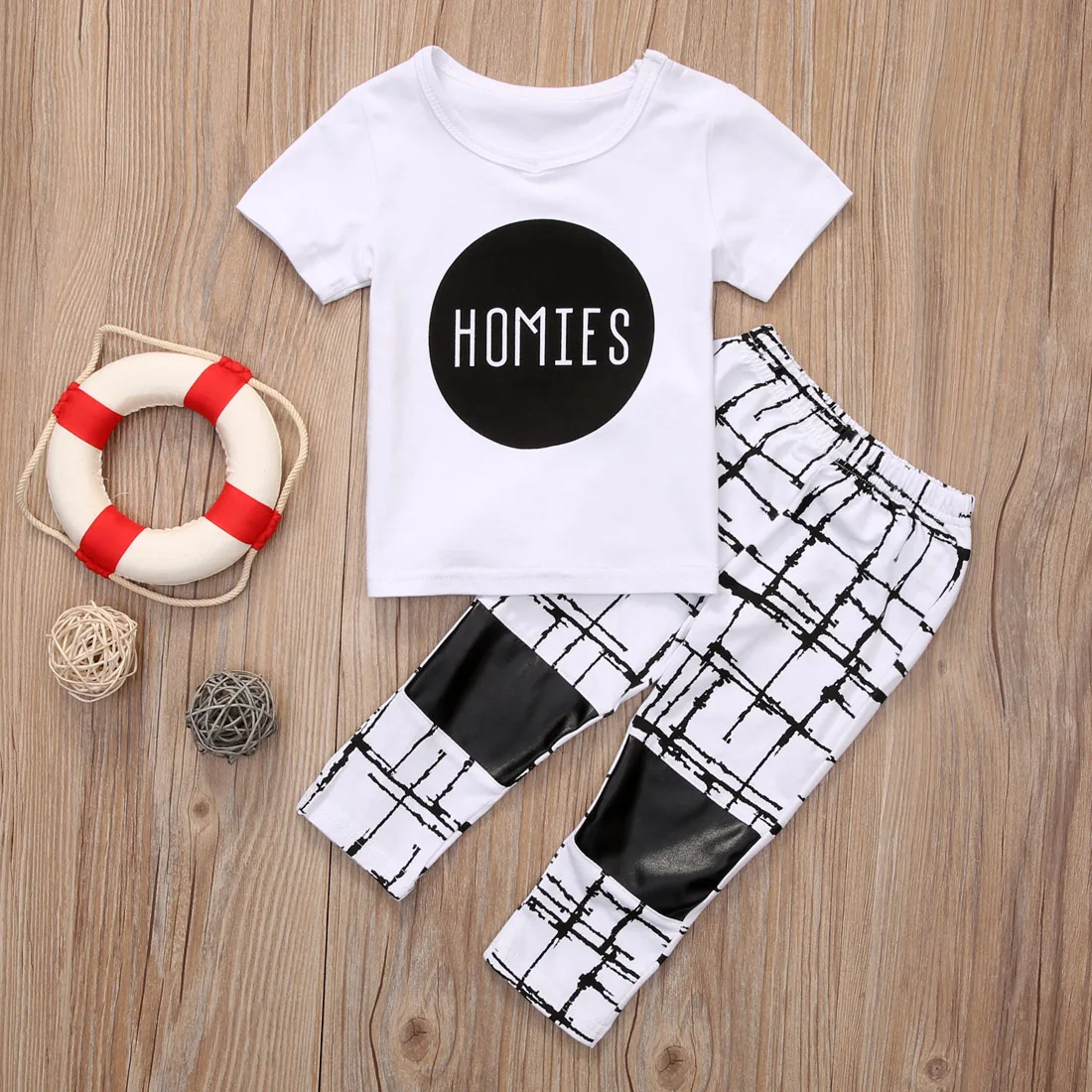 2cps Baby Set Toddler Kids Baby Boy Outfits Clothes Short Sleeve White