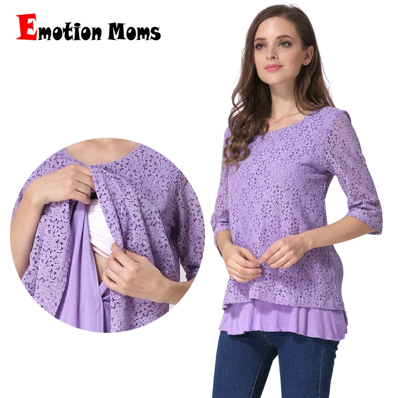 Emotion Moms New 3/4 Sleeve Lace Maternity Clothes Nursing top