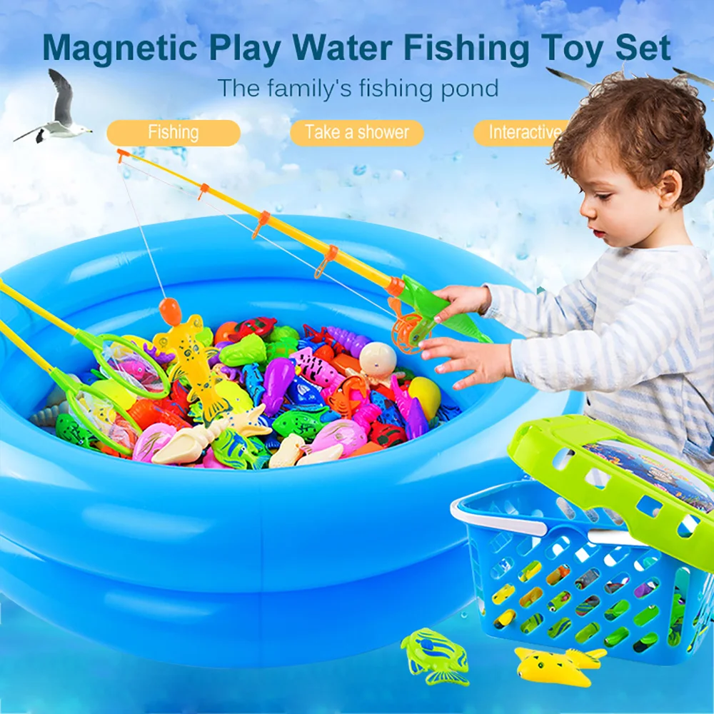 Children Magnetic Fishing Toy Rod Net Play Fish Pool Goods Games Bath Outdoor Toy for Kids Girls Bathing Game Christmas Gift