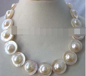 

N AA south sea Mabe white freshwater pearl necklace 18" nature Discount AAA