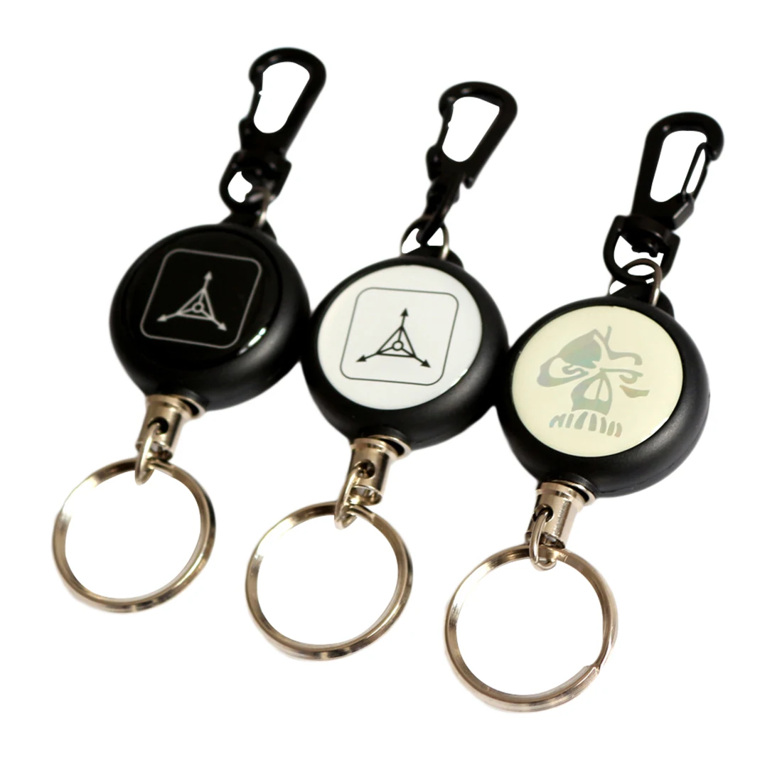 

High Strength Steel Wire Practical Badge Spreader Carabiner Retractable Pull Reel Strap Belt Clip Key Chain