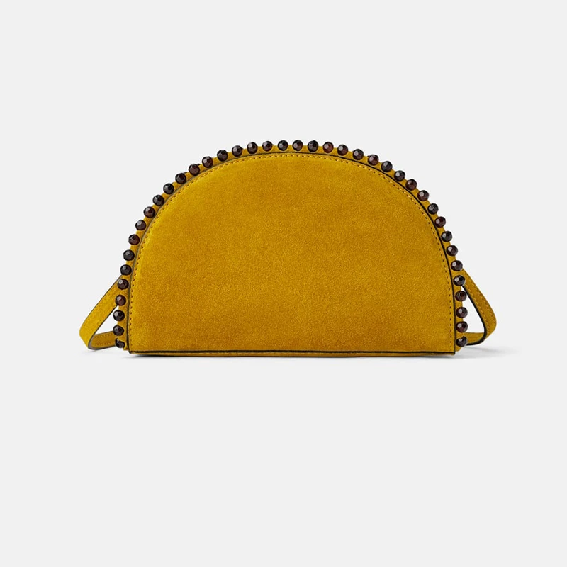 Hight Quality Pu Leather Women'S Shoulder Saddle Crossbody Bags Rivet Half Moon purses and handbags Zipper Bolsas Mujer Brand