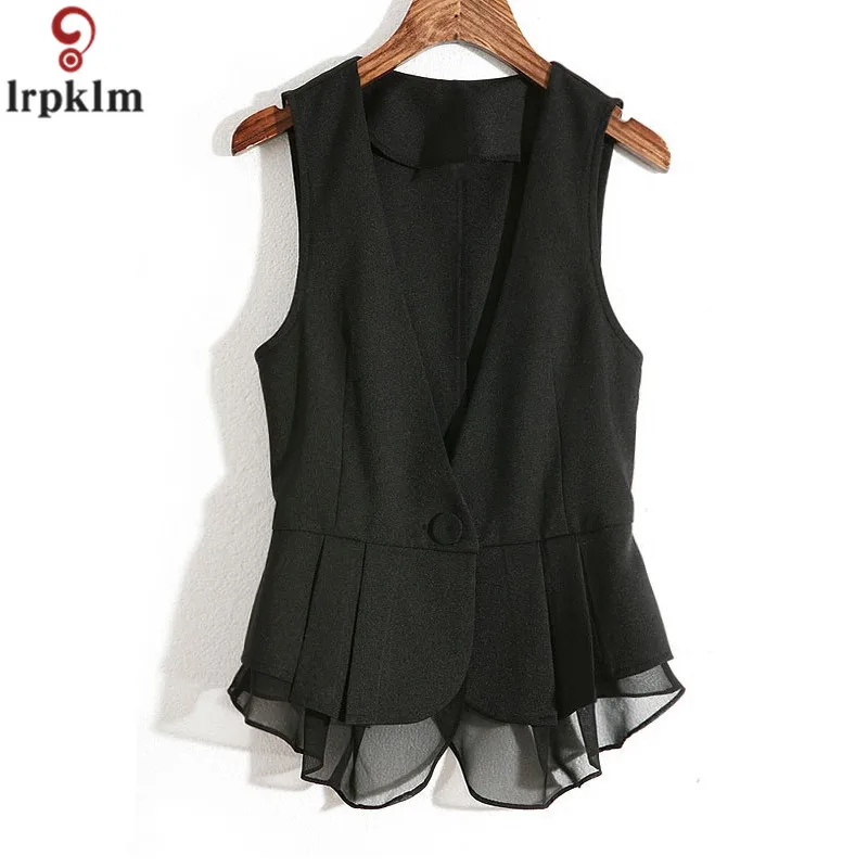 2018 New Spring Summer Black Sleeveless Vest Women Short Veste Femme
