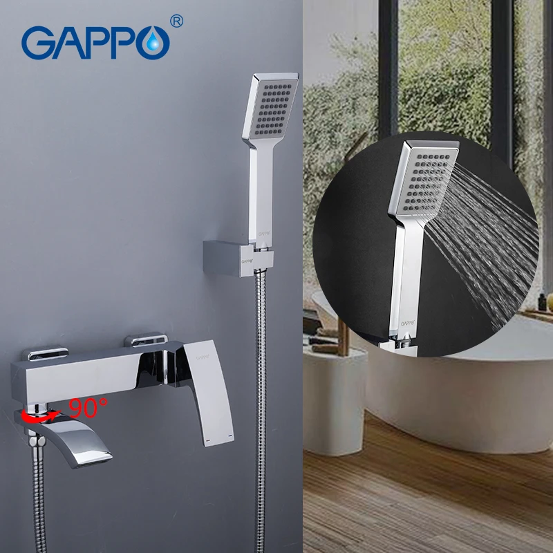 Gappo Wall Mounted Bathtub Faucet With Handheld Shower Hot Cold
