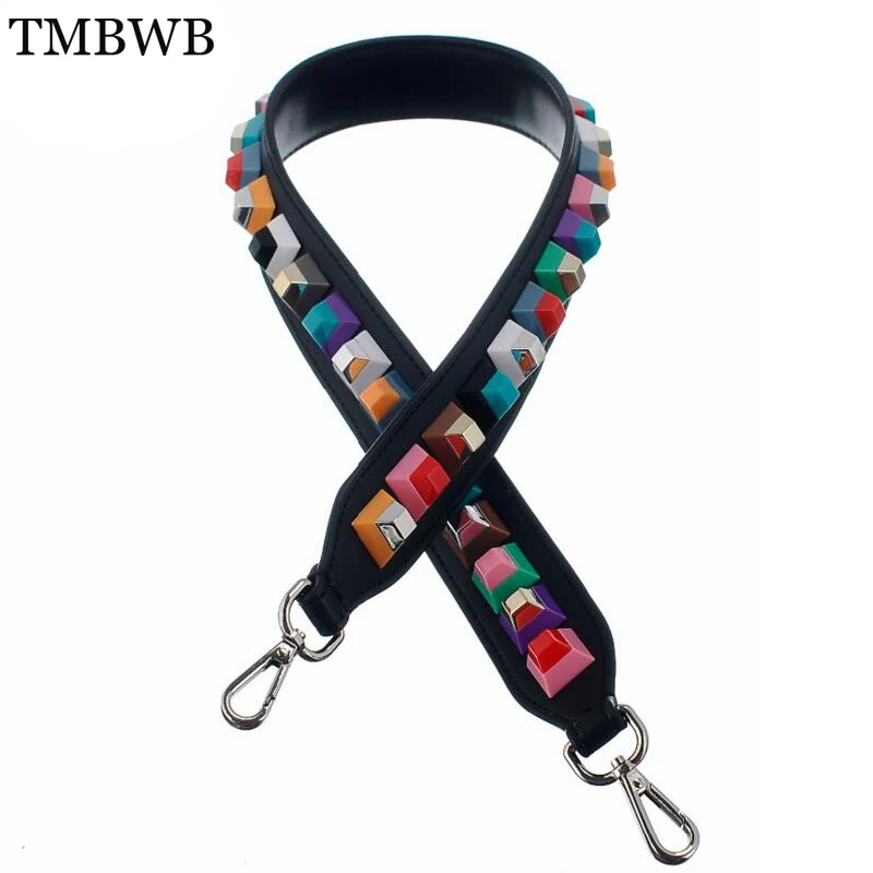 New Rivet Genuine Leather Bags Strap Easy Matching Handle For Women