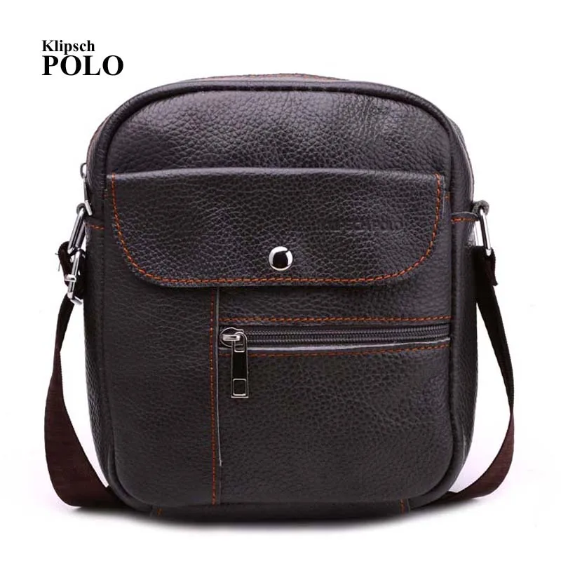 KLIPSCH POLO Genuine Leather Shoulder Bag Small Messenger Bags Men Travel Crossbody Bag Handbags