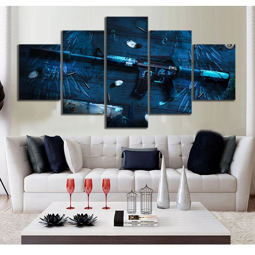 

5 Pieces Abstract Art Counter Strike Global Offensive Weapon Game Poster HD Wall Paintings for Home Decor