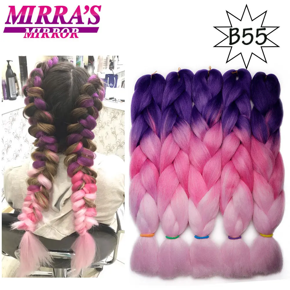 Mirra’s Mirror 5pcs Jumbo Braid Hair Crochet Braids Synthetic Hair Ombre Braiding Hair Extensions Three Tone 24inches