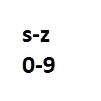 s-z 0-9