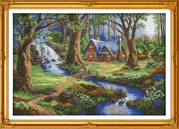 

The cabin in the forest counted printed on fabric DMC 14CT 11CT Cross Stitch kitsembroidery needlework Sets Home Decor