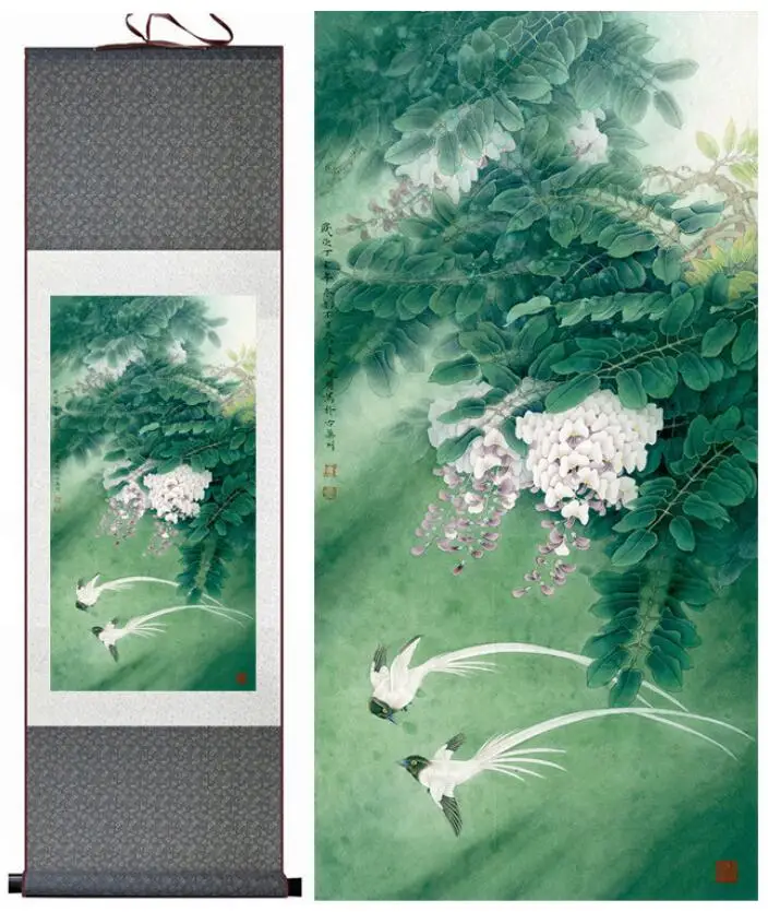 

Birds and flower painting silk scroll painting traditional birds and flower painting Chinese birdsPrinted painting
