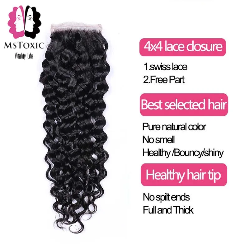MSTOXIC Water Wave Bundles With Closure Human Hair Bundles With Closure Brazilian Hair Weave Bundles With Closure Non-Remy Hair MSTOXIC Water Wave Bundles With Closure Human Hair Bundles With Closure Brazilian Hair Weave Bundles With Closure Non-Remy Hair