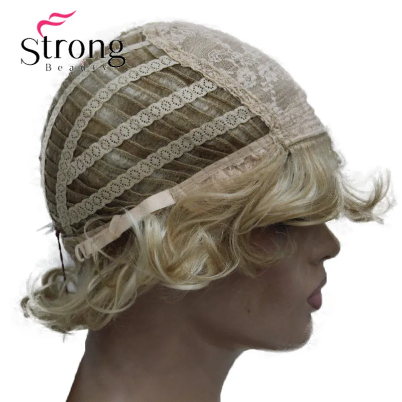 L-427B 24H613 Women's Wig Wavy Curly Golden Blonde mix blonde Short Synthetic Hair Full Wig (5)