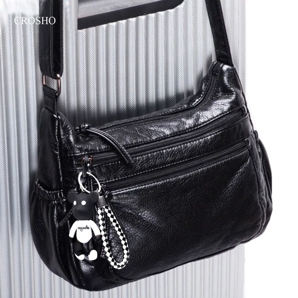 

CROSHO 2019 New Soft Leather Small Square Bag Women Crossbody BagS Middleaged Single Shoulder Bag Mother Bags Washable Leather