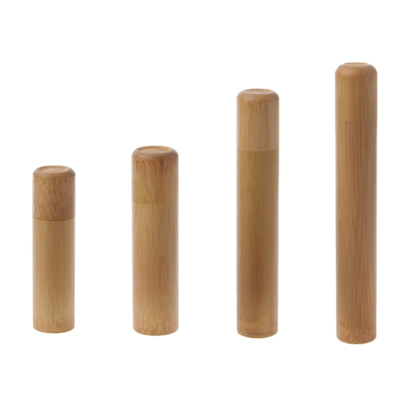 

VFGTERTE 1PC Bamboo Tea Caddies Portable Cylinder Small Containers Box Spices Storage Jar with Lid 4 Size Home Office Teawares