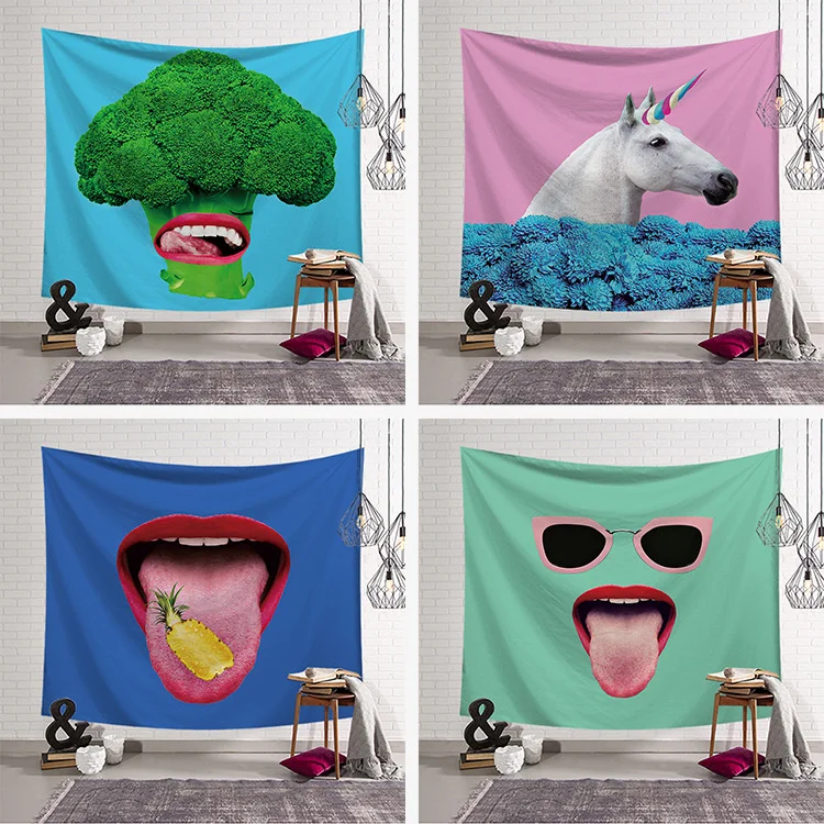 

Cartoon Horse Tapestry Fabric blanket Yoga Wall Hanging Funny Pattern Art Print Large 150x130cm Beach Towel Carpet Wall Rug