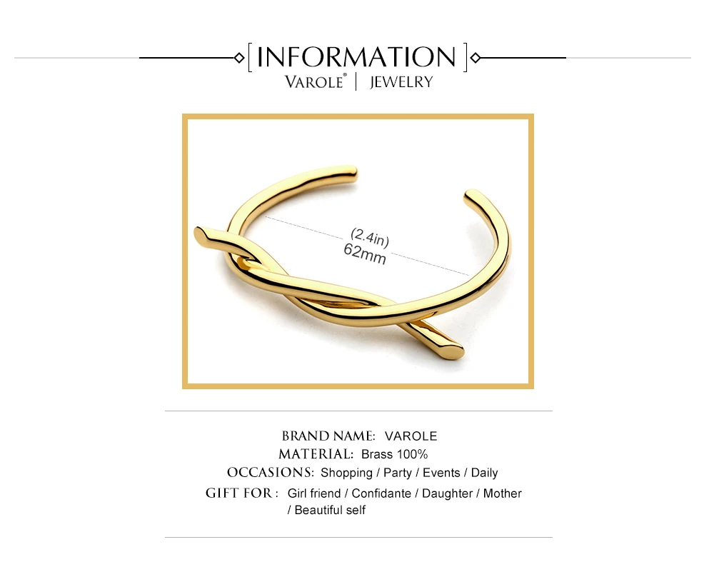 Браслет VAROLE Line Twist браслеты-манжеты браслеты для женщин Noeud нарукавная повязка золотого цвета браслет Manchette Браслеты Pulseiras