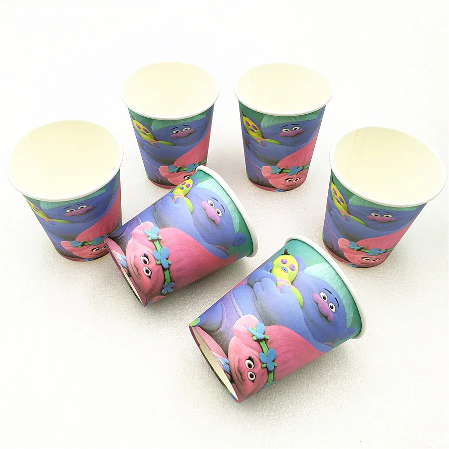 

10pcs/lot paper cup Trolls Kids Birthday party supplies trolls baby shower event party supplies party Decoration Set for kids