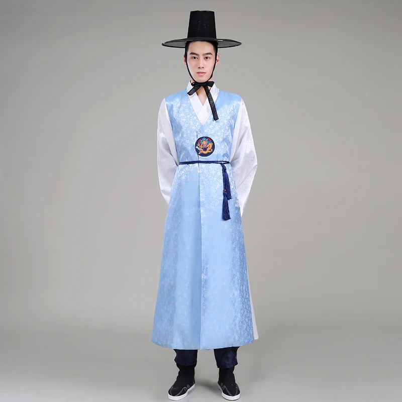 고품질 정통 실크 한국 전통 의상 웨딩 의상, 새틴 남성 한복 한국 민족 의류 남성용 18