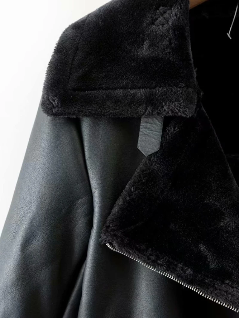 Шикарные черные флисовые пальто больших размеров женские зимние пальто из искусственного меха женские толстые теплые меховые куртки для девочек искусственная кожаная одежда