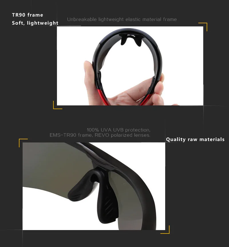 Поляризованные спортивные солнцезащитные очки с 5 сменными линзами для мужчин и женщин Велоспорт Бег Вождение Рыбалка Гольф Пешие очки