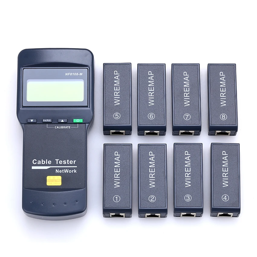 KELUSHI NF-8108M Multifunction Cat5 RJ45 Network LAN Phone Cable Tester Meter Mapper 8 pc Far End Test Jack English operation
