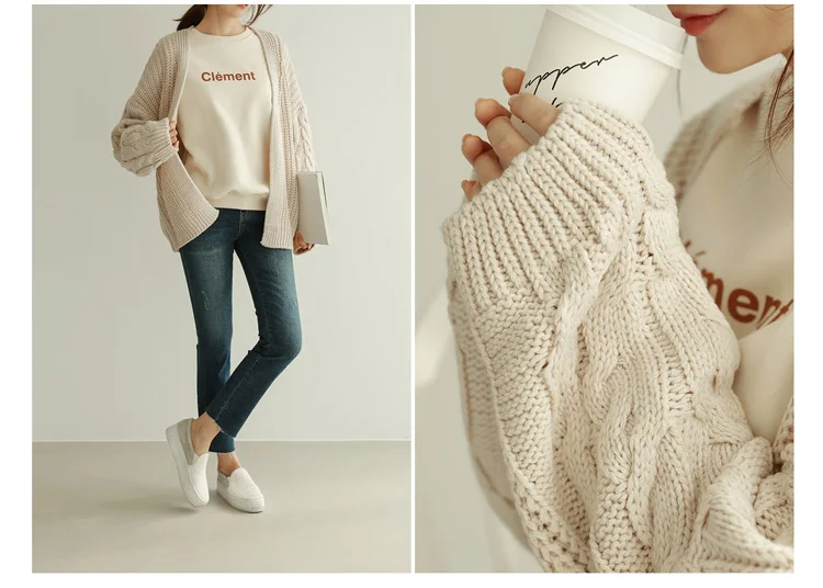 Yanueun Autumn Winter New Stylish Knitted Cardigan Long Sleeve Solid Loose Casual Sweaters Streetwear Women Clothing