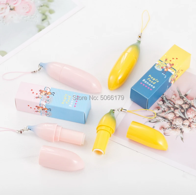 

12.1mm Yellow Plastic Banana Shape Lipstick Tube, Empty Cosmetic Pink Lip Balm Cosmetic Container, Makeup Tool Lipgloss Package