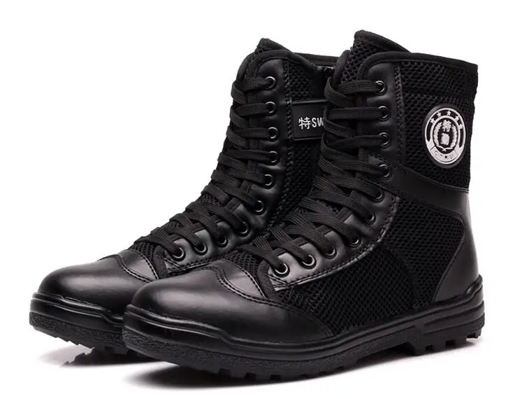 Всесезонные Для мужчин военные Армейские ботинки Теплый плюш зимние ботинки полиции Для мужчин обувь ботильоны с боковой молнией мужской боевой Botas