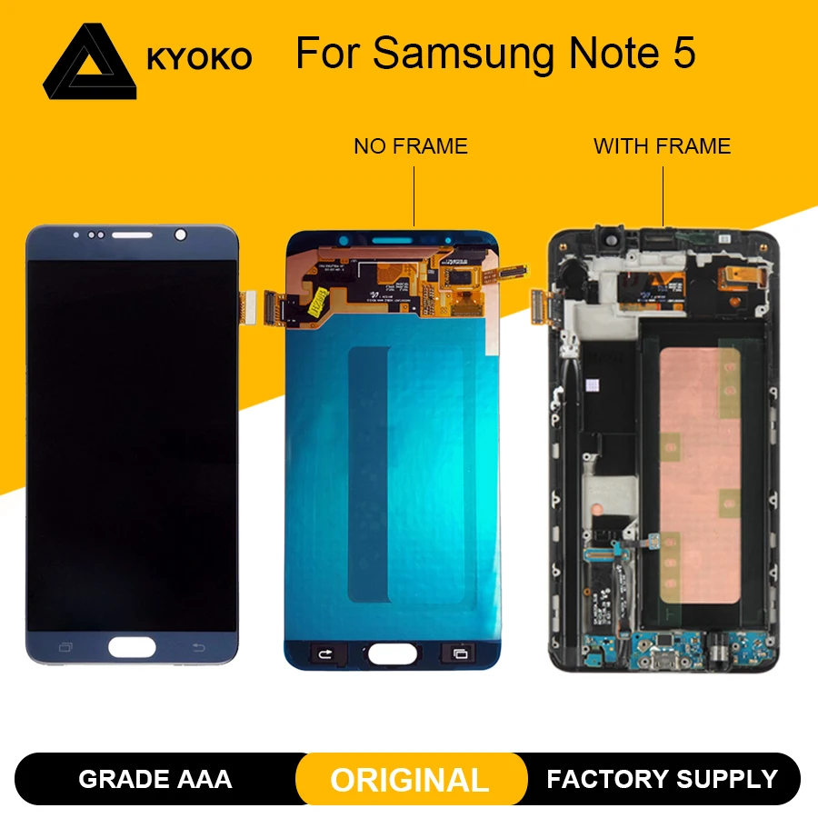 

Grade AAA 5.7 '' AMOLED Display For Samsung Note 5 N920F N920 N920C LCD For Note 5 Touch Screen Digitizer Assembly Replacement