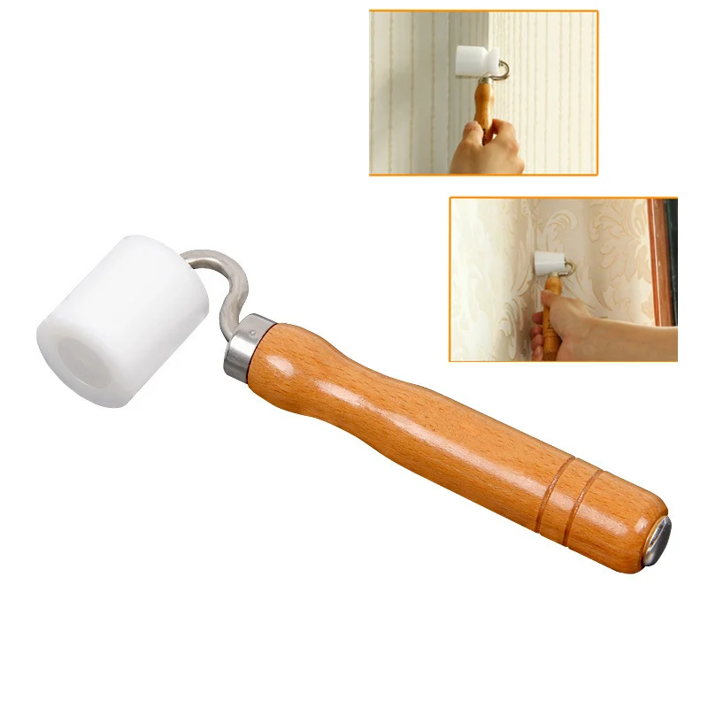 

Practical Wallpaper Seaming Pressure Wheel Tool Beech Wood 3D Wallpaper Construction Tool Roller Angle / Male Angle Roller