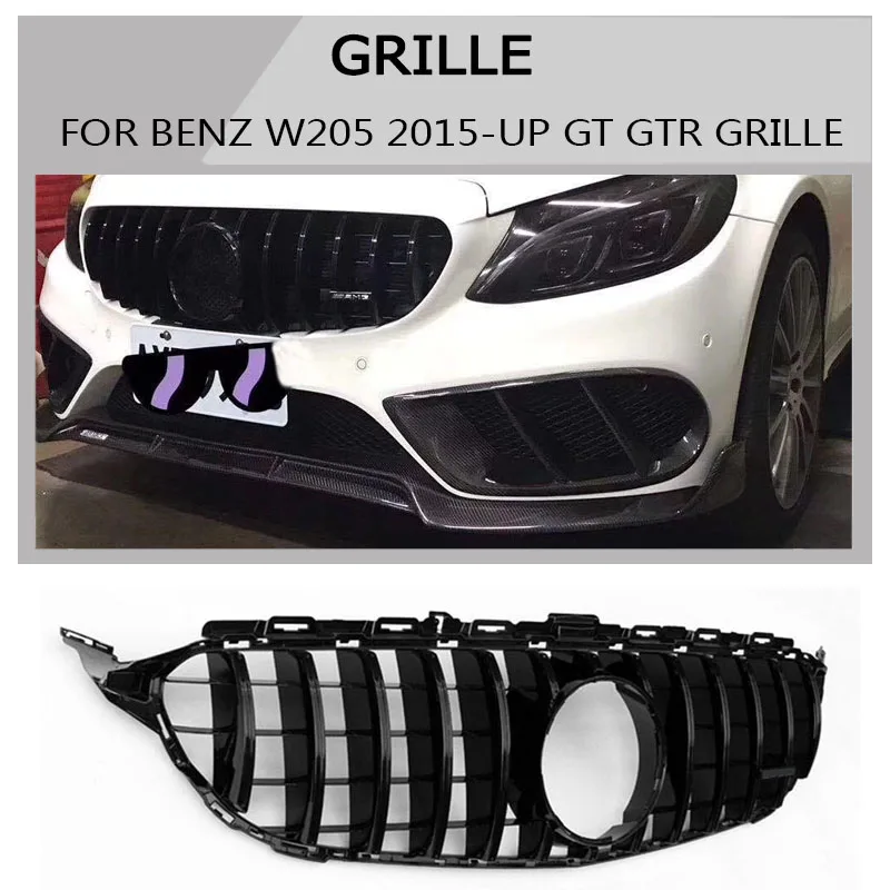 w205 Grille gt gtr black Emblem Front Bumper mesh Radiator Grill For