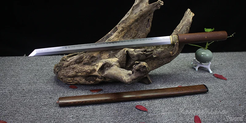 Японский шпага Wakizashi ручной работы прямой T10 стальной глины закаленное лезвие