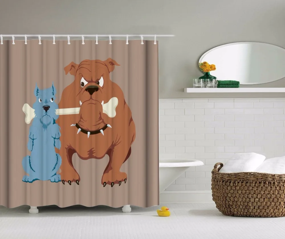 Dog Cat Bathroom Shower Curtains Waterproof Polyester Fabric Bath