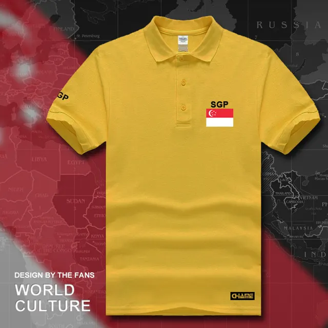 Singapore polo shirts men short sleeve white brands printed for country