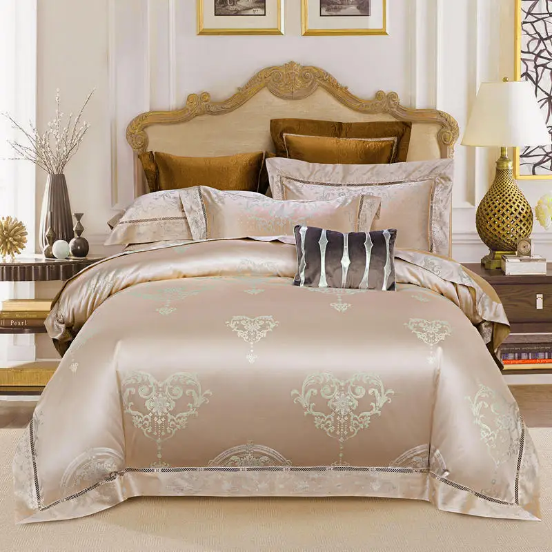 Silk Satin King Size Bedding Set Luxury Queen Size Cotton Bed Sheet