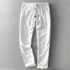 Men 2022 Spring And Autumn Fashion Brand Japan Style Vintage Linen Solid Color Straight Pants Male Casual White Pants Trousers ► Photo 2/5