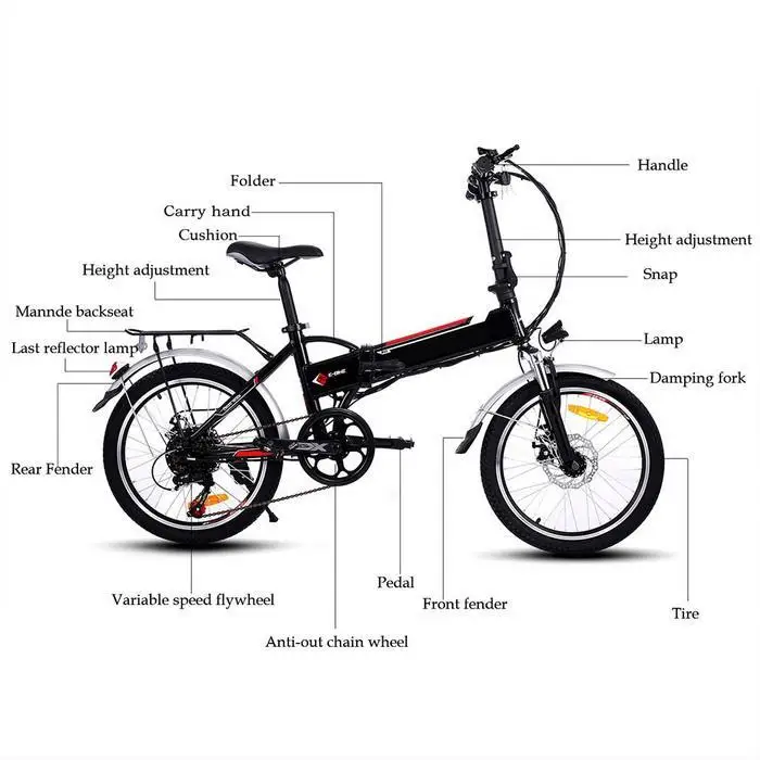 Perfect ANCHEER 20 Inch Electric Bike Folding 7 Speed Electric Mountain Bike Cycling Bicycle 250W High Speed Brushless Gear Motors Ebike 12