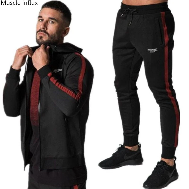 2018, conjuntos de ropa deportiva de moda para hombre, conjuntos de chándales para hombres, ropa hombres, chándales para sudaderas de talla grande, para hombre|Conjuntos para hombres| - AliExpress