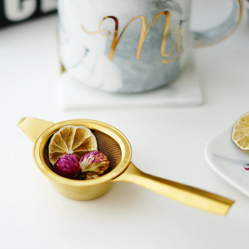 Stainless Steel Tea Infuser Afternoon Tea Filter Long Handle Mesh Tea Strainer with Drip Bowl loose Leaf Green Herb Tea Accessories  (5)