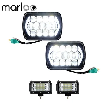 

Marloo 4pcs 5x7 6x7 Rectangular LED Headlight DRL + 5 Inch 72W Work Lights For Jeep Wrangler YJ Cherokee XJ Comanche MJ H6054