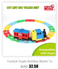 Funlock Duplo игрушки на батарейках поезд блоки для детей развивающие игрушки Электрический поезд для детей