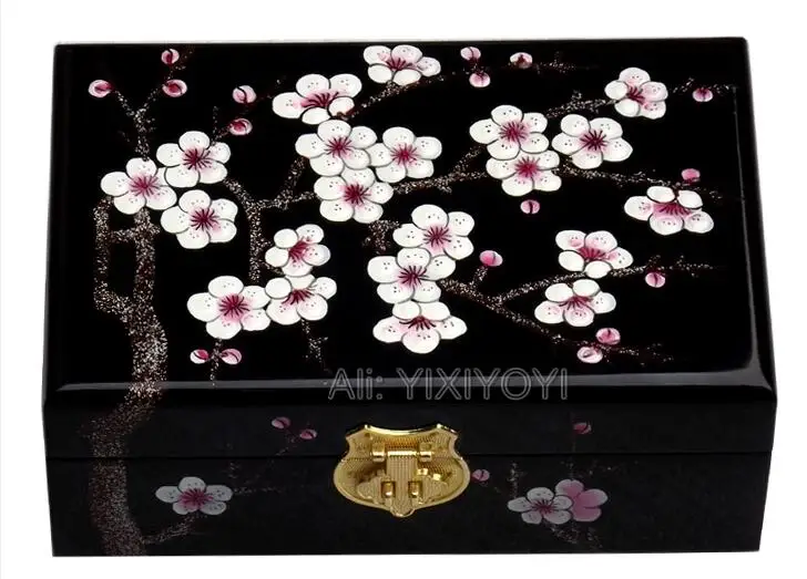 Китайский ретро 2 слоя деревянная коробка для хранения с зеркалом браслет серьги кулон ювелирные изделия Органайзер Дисплей Коробка Свадебный чехол для переноски - Цвет: 02