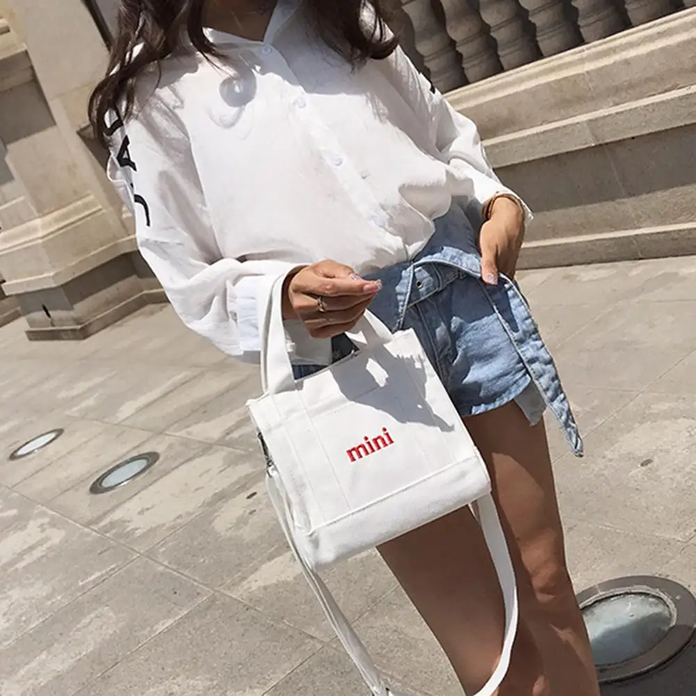 

Simple Women English Letter Mini Canvas Handbag Crossbody Messenger Shoulder Small Bag