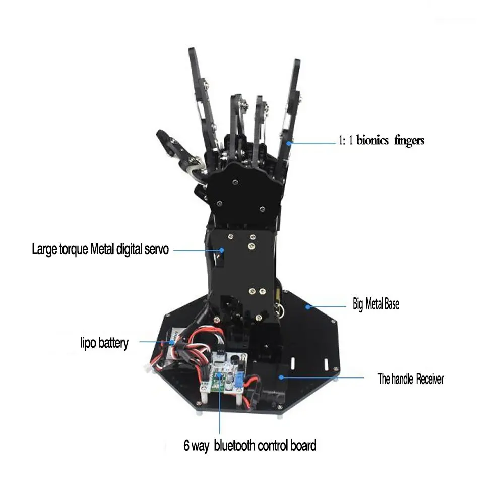 Промышленный робот рука бионический робот руки большой крутящий момент сервопривод пальцы само-движение Механическая рука с пультом управления