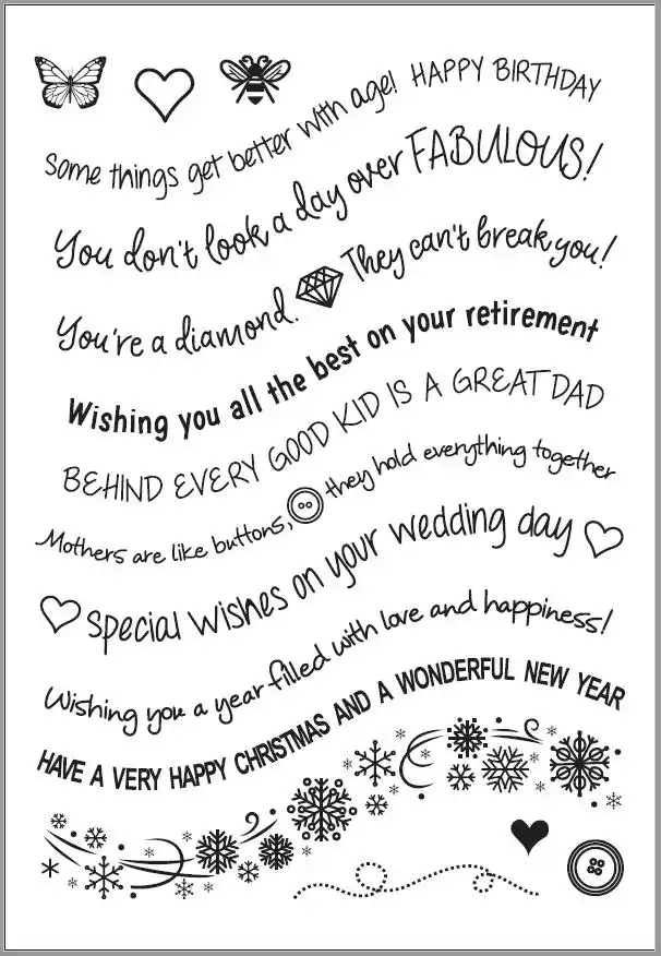 Merry Christmas Christmas Snowflakes Butterfly Christmas Greetings Sentiment Clear Stamps for Christmas Cards Making Decoration and Scrapbooking Rubber Stamps for Craft
