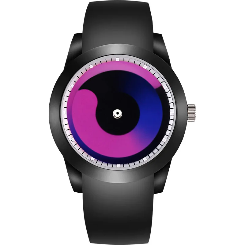 Aidis уникальный Swirl кварцевые часы для мужчин водонепроницаемый силиконовый ремешок светящиеся наручные часы постепенное изменение цвета унисекс Мода Тренд человек - Цвет: Black-red
